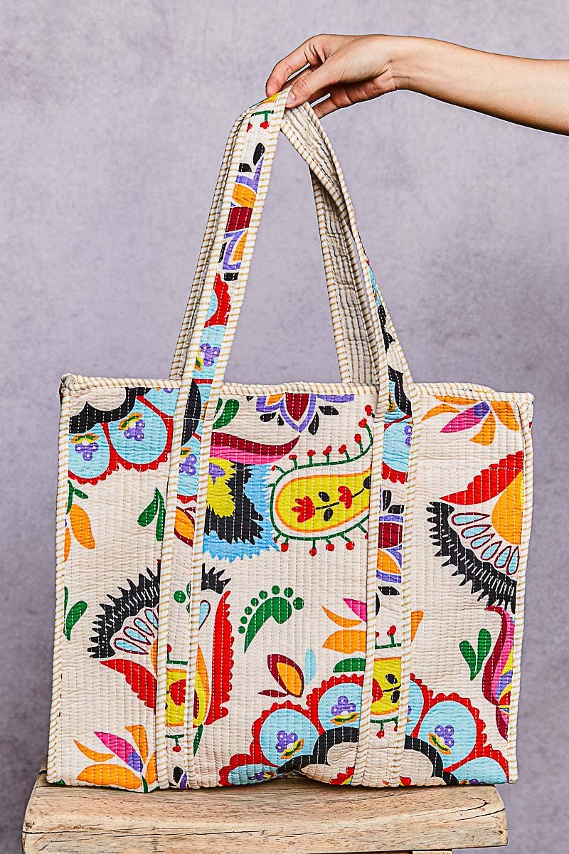 FLORAL PRINTED TOTE