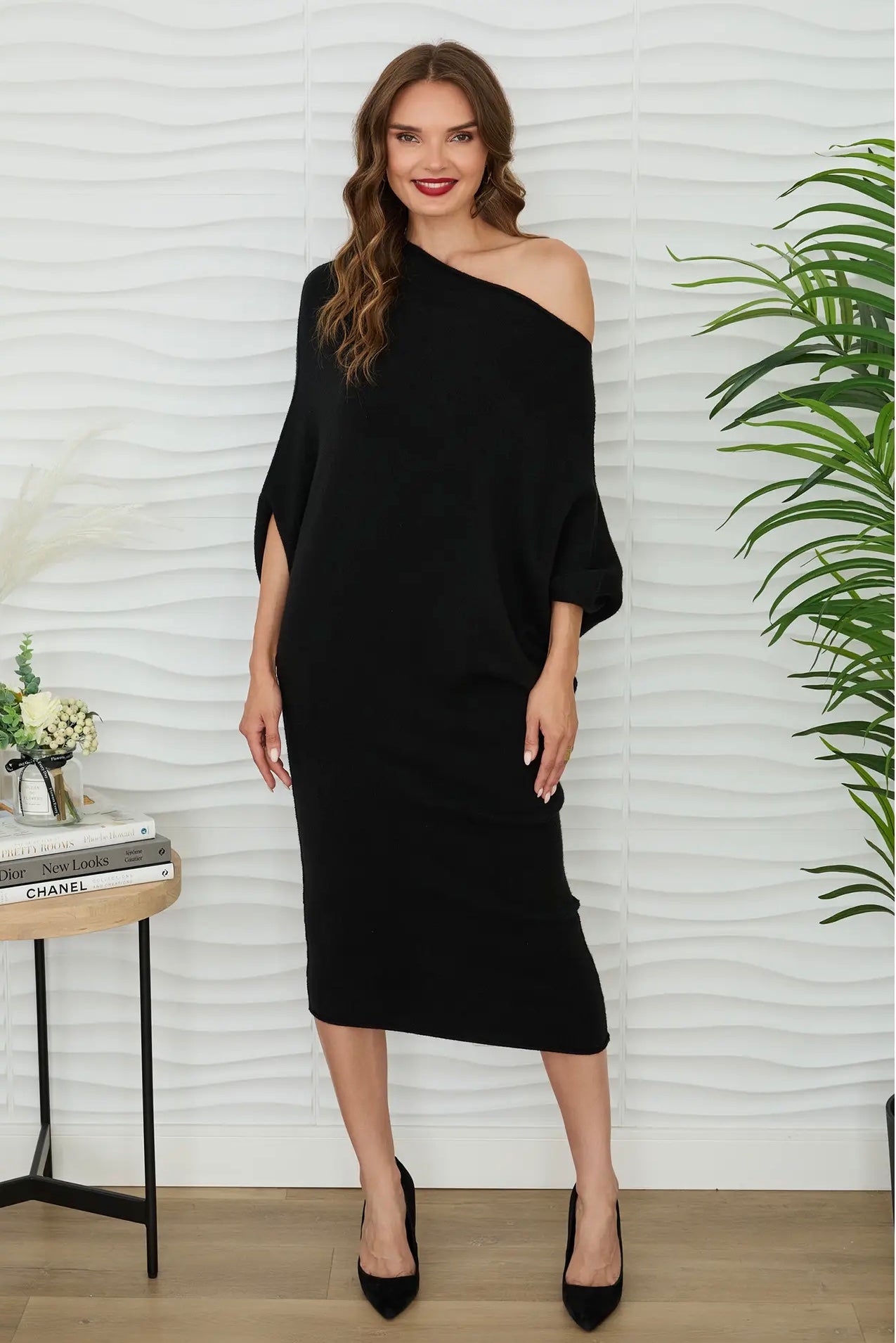 LIZETTE ASYMMETRICAL SWEATER DRESS