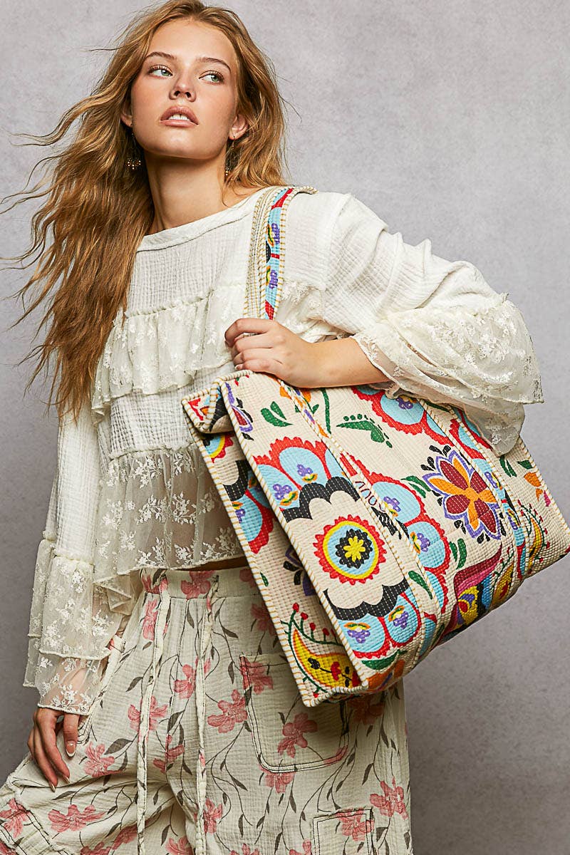 FLORAL PRINTED TOTE