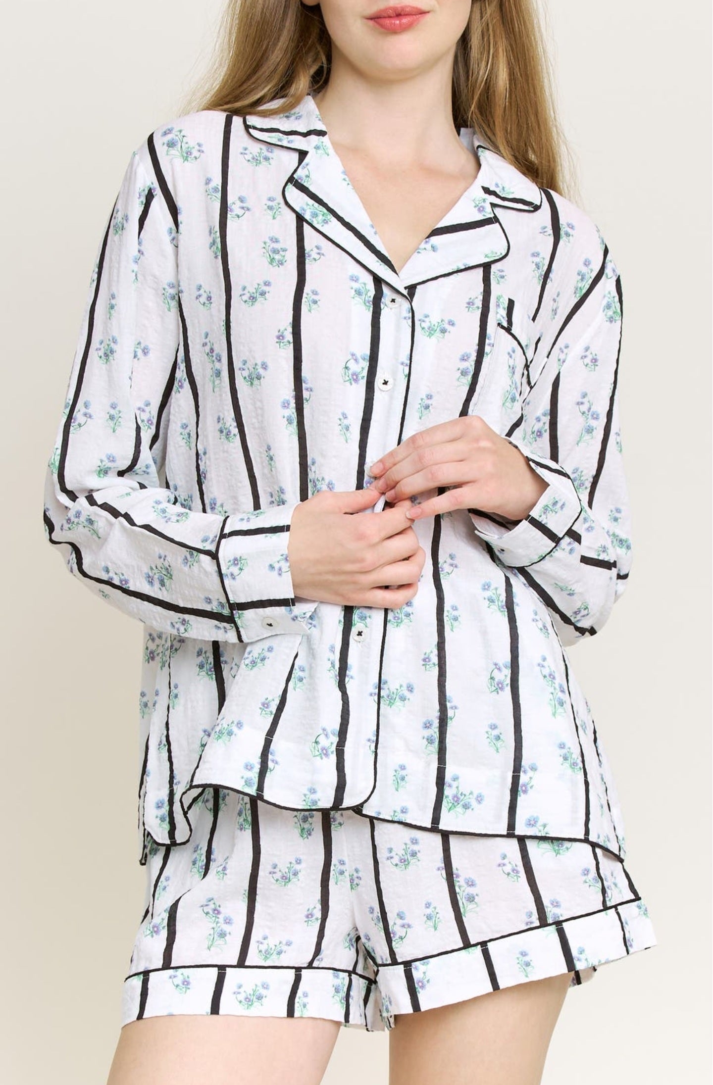GOOD LIFE LONG SLEEVE SHORTIE PJ SET