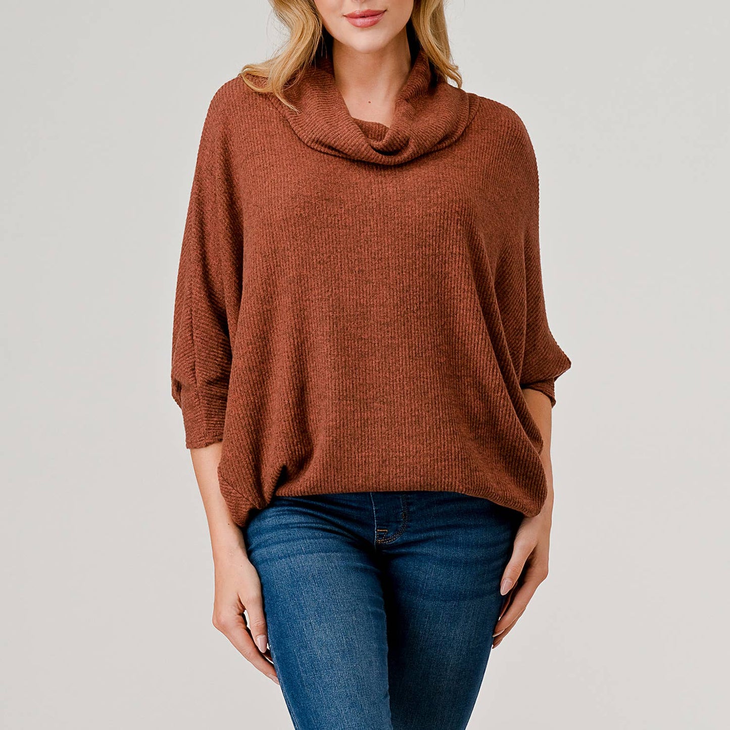 ANN COWL-NECK 3/4 SLEEVE TOP