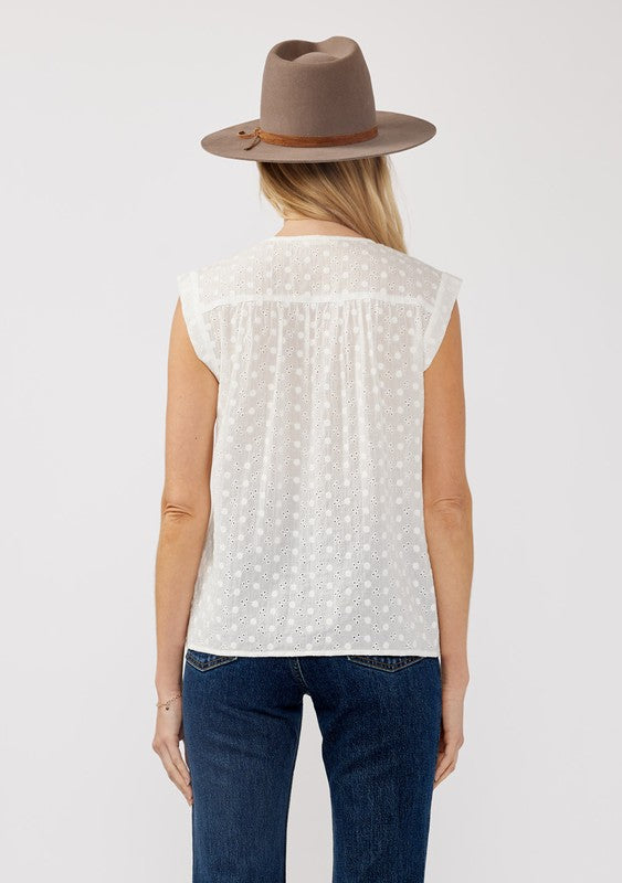 BRANDY SLEEVELESS EYELET TOP