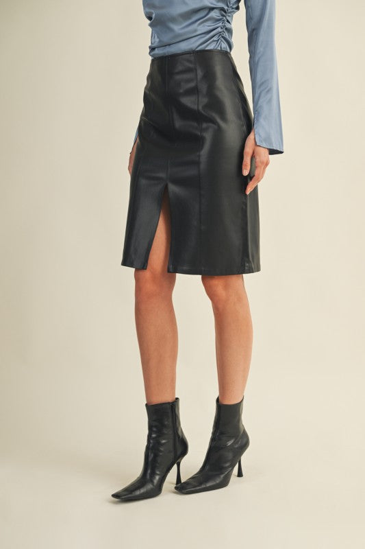 OLIVIA FAUX LEATHER SKIRT