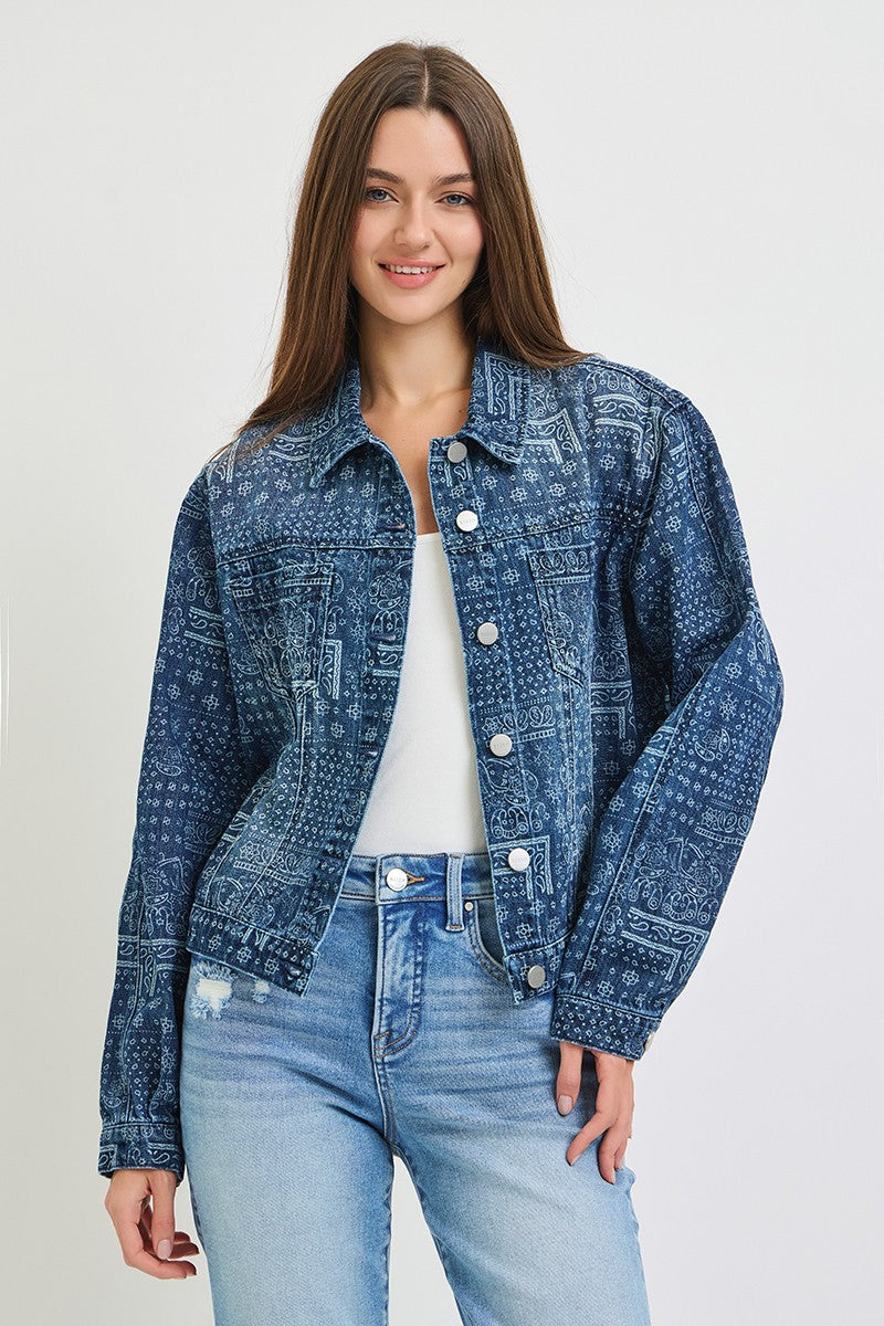 BANDANA PRINTED DENIM JACKET
