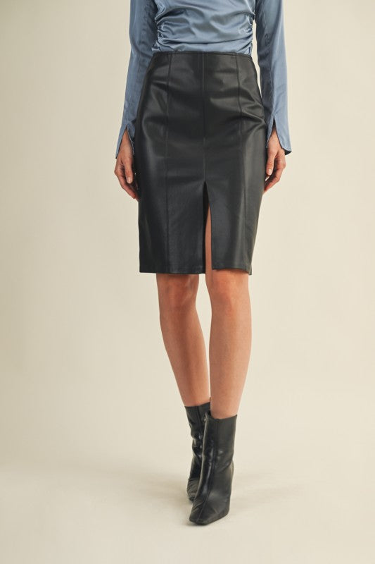 OLIVIA FAUX LEATHER SKIRT