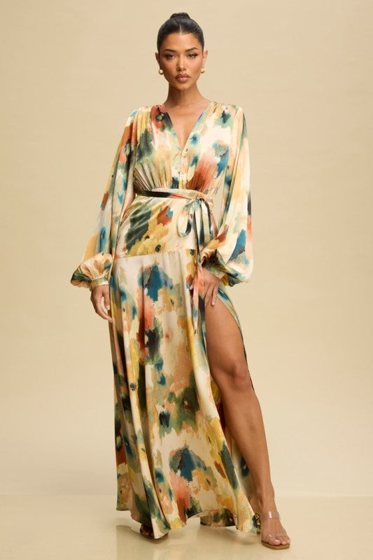 PENELOPE ABSTRACT PRINTED DRESS