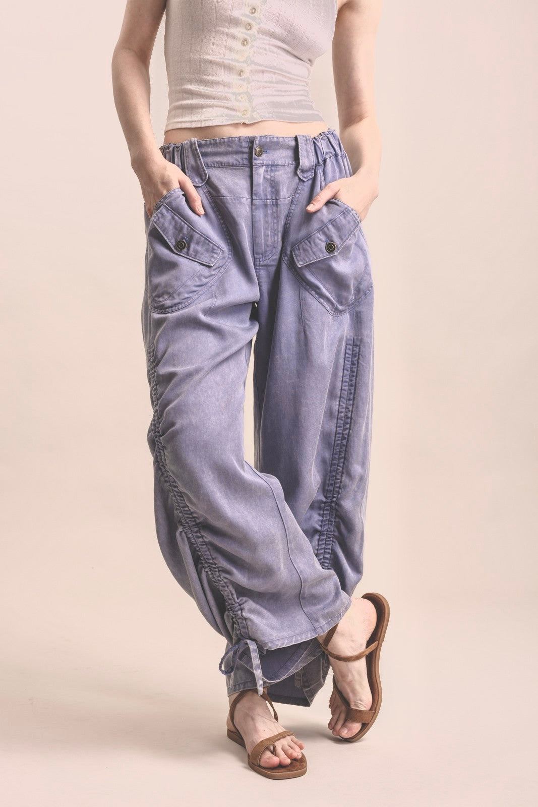 TALIA RUCHED CARGO PANTS
