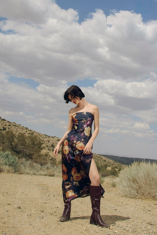 CAMI FLORAL STRAPLESS MAXI DRESS