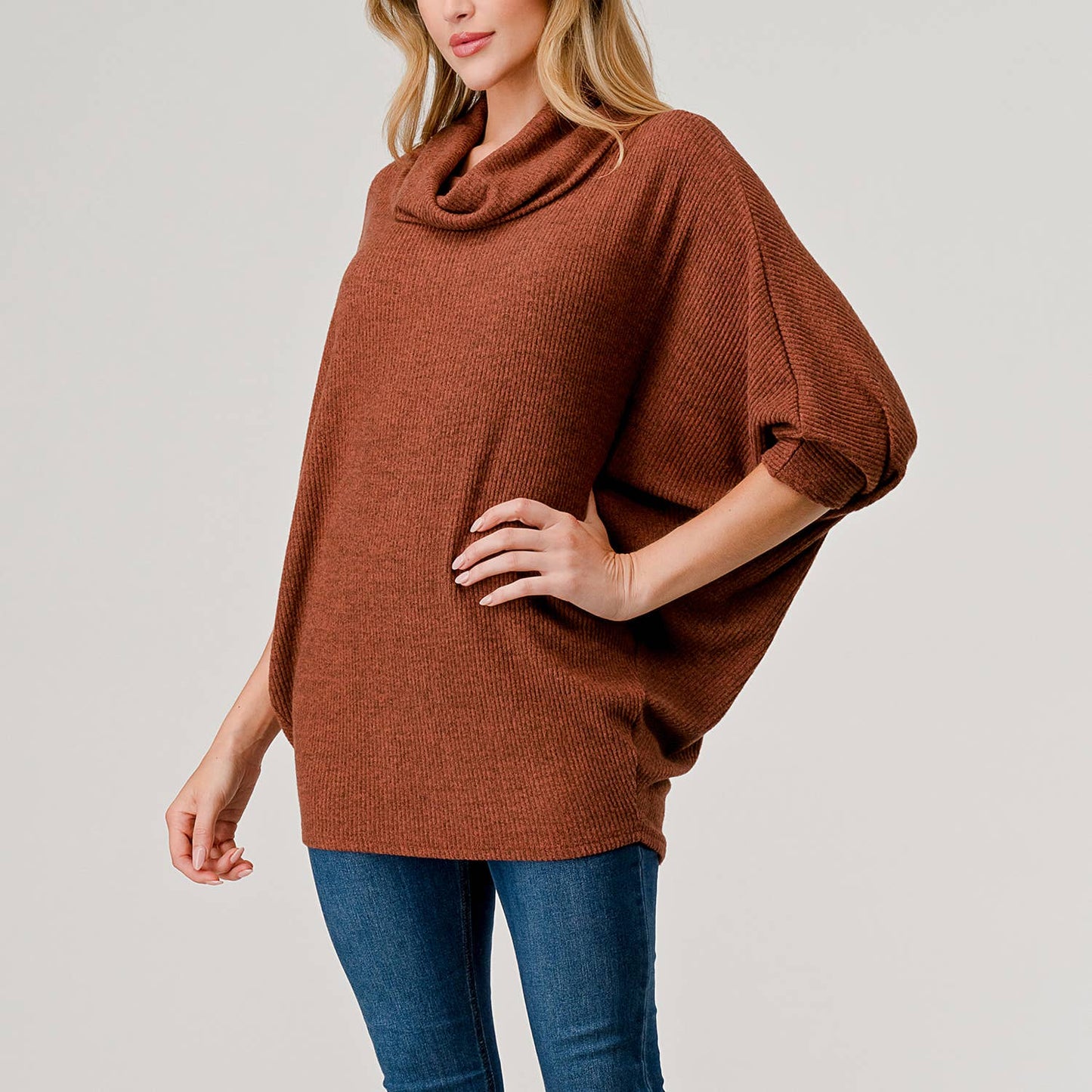 ANN COWL-NECK 3/4 SLEEVE TOP