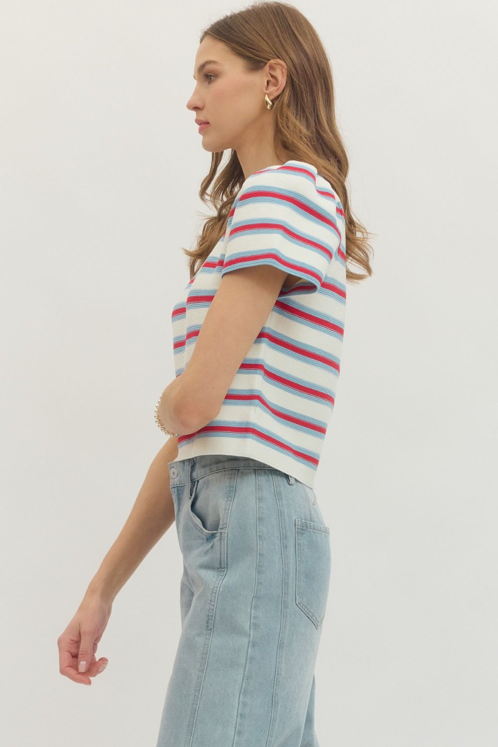 AUDREY STRIPED SWEATER TOP