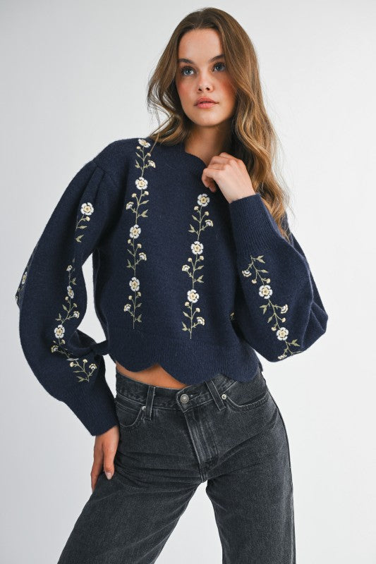 VALERIE FLORAL EMBROIDERED SWEATER