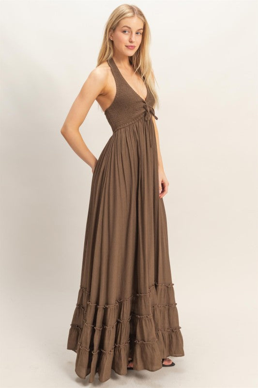 CRYSTAL HALTER DRESS