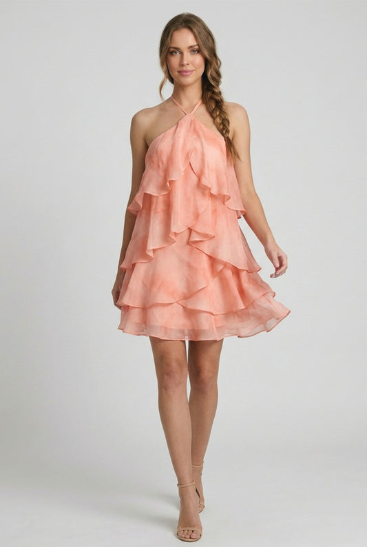 MARJORIE RUFFLE HALTER DRESS