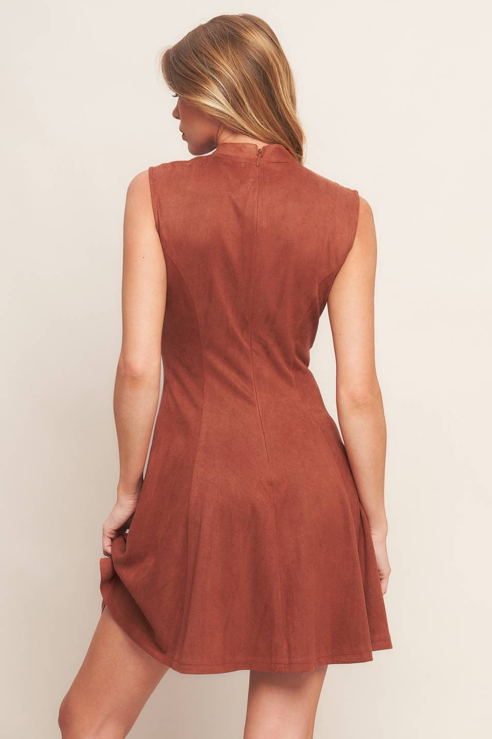 PRISCILLA FAUX SUEDE DRESS