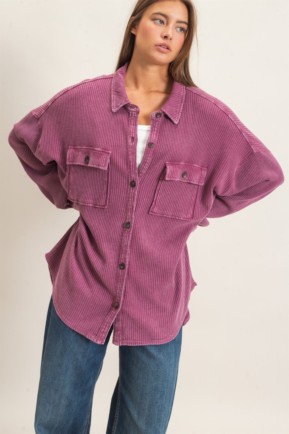 ISABELLA WAFFLE KNIT SHACKET