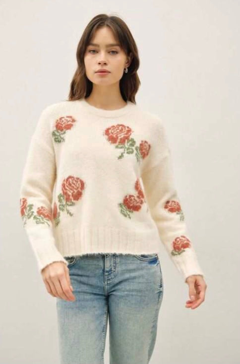 ROSE PRINT SWEATER