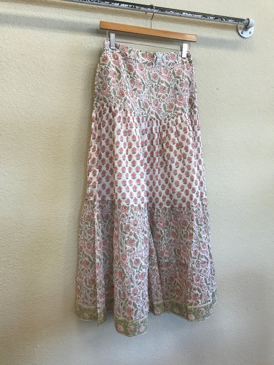 KERRI PRINTED TIERED COTTON SKIRT