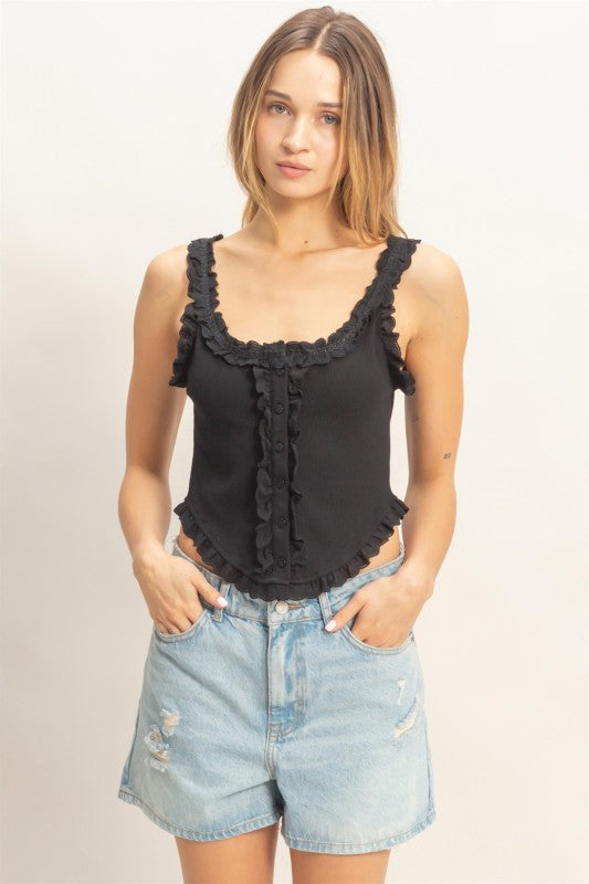 BECKY LACE TRIMED TOP