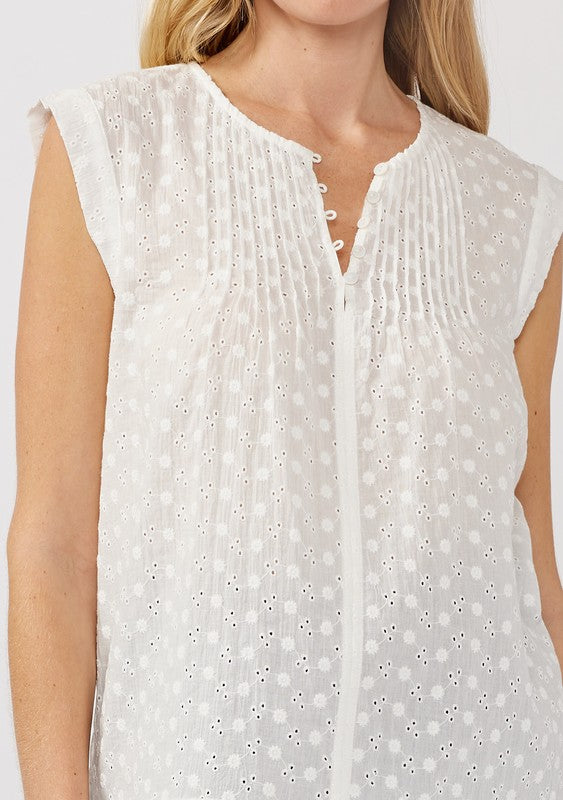 BRANDY SLEEVELESS EYELET TOP