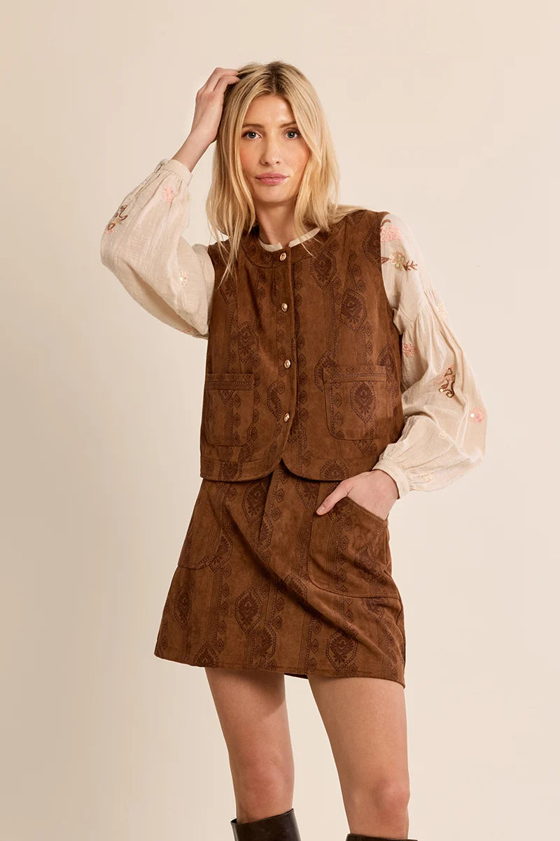 CALLIE SOUTHWESTERN PRINTED VEST