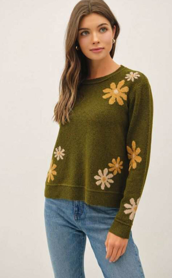 JANETTE FLORAL ACCENT SWEATER