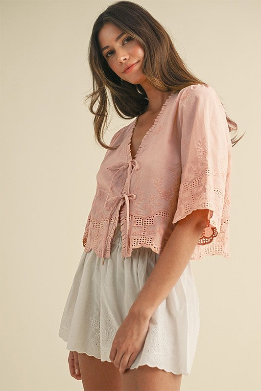 BEVERLY EMBROIDERED TOP
