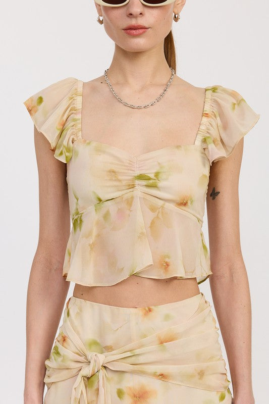 MACIE SHEER FLORAL TOP