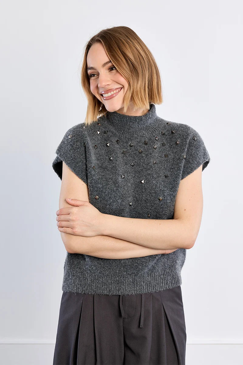 BELINDA STUDDED SWEATER TOP