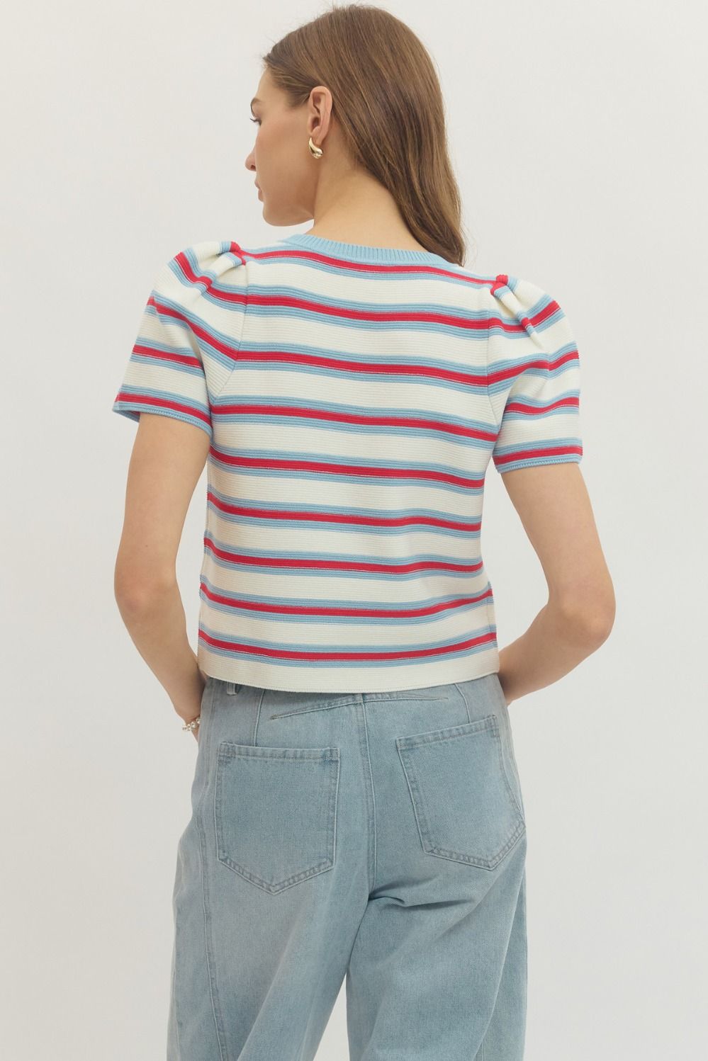 AUDREY STRIPED SWEATER TOP