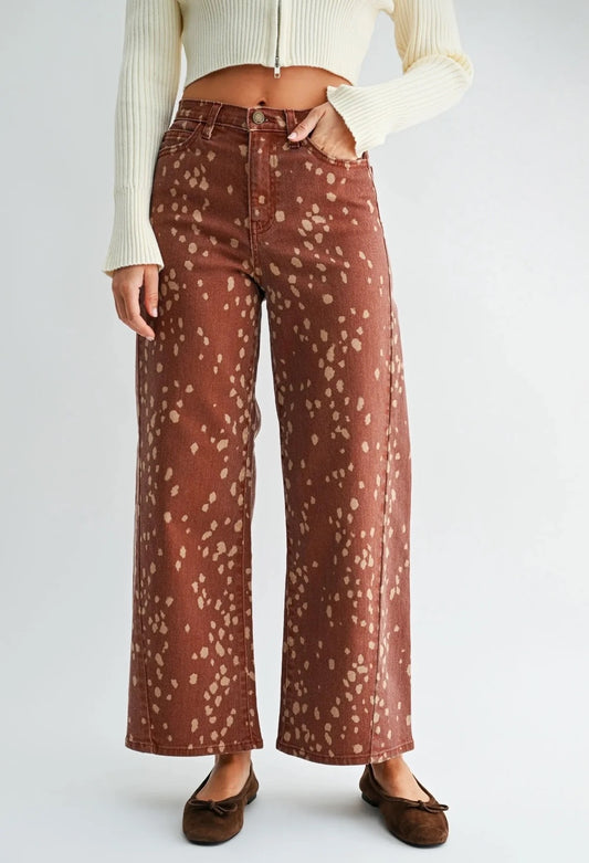 FAWN PRINTED WIDE LEG DENIM