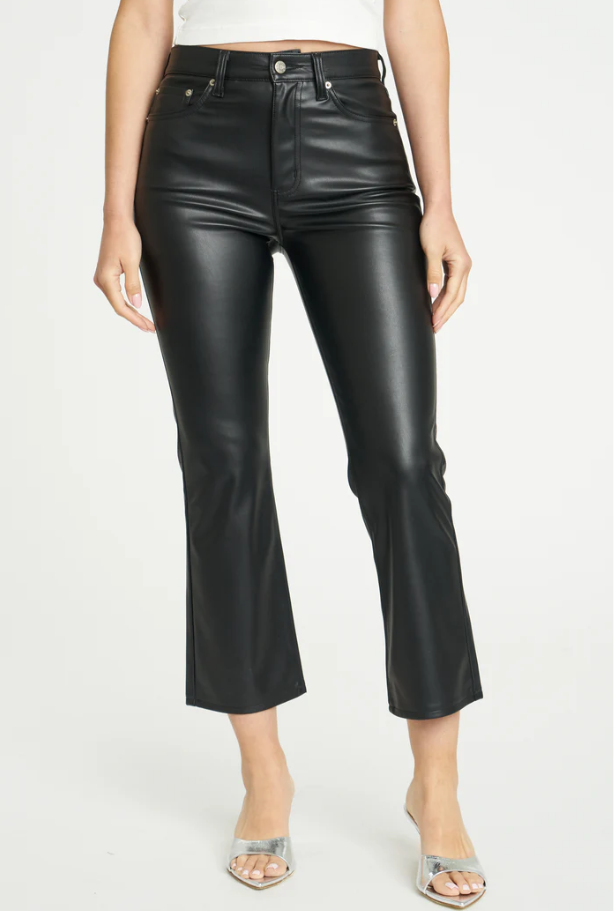 FAUX LEATHER KICK FLARE PANTS