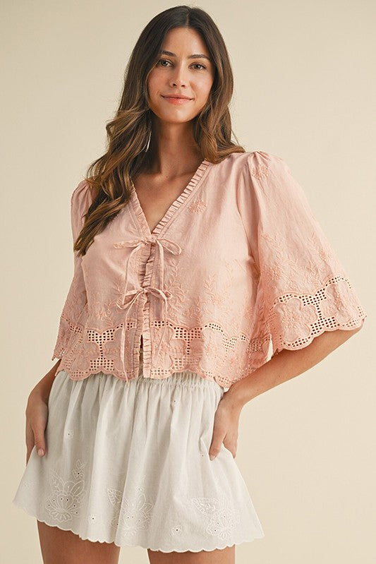 BEVERLY EMBROIDERED TOP