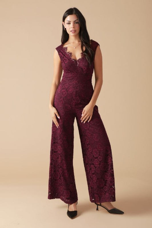 SLEEVELESS LACE JUMPSUIT