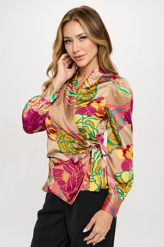 GIGI FLORAL WRAP TOP