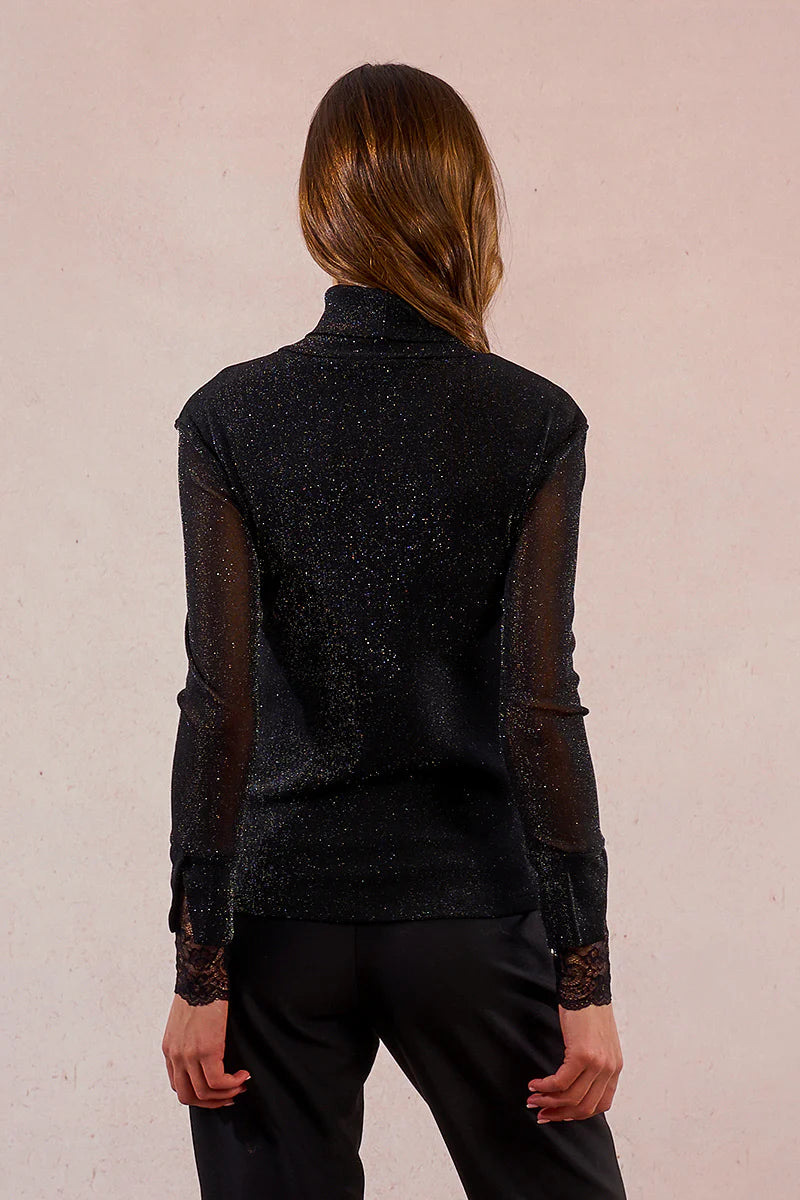 LILIANA SHIMMER MESH TOP