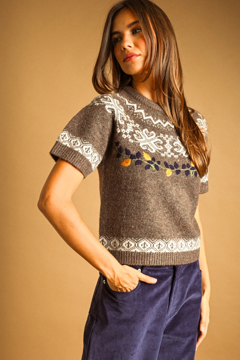 QUINN EMBROIDERED SWEATER TOP