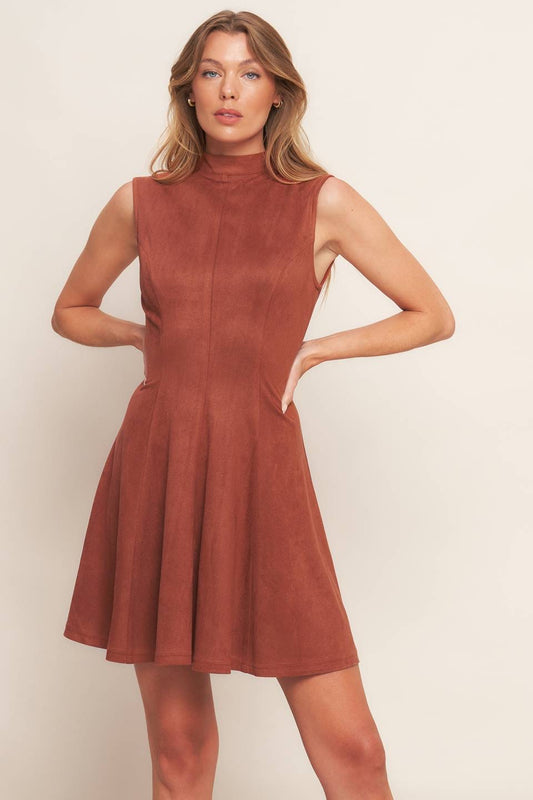 PRISCILLA FAUX SUEDE DRESS
