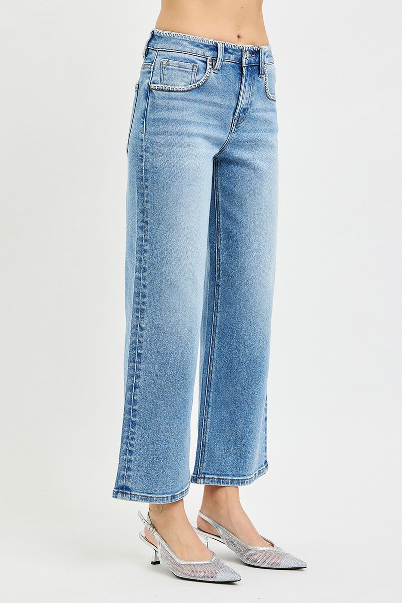 KAYLANI WHIPSTITCH WIDE LEG DENIM