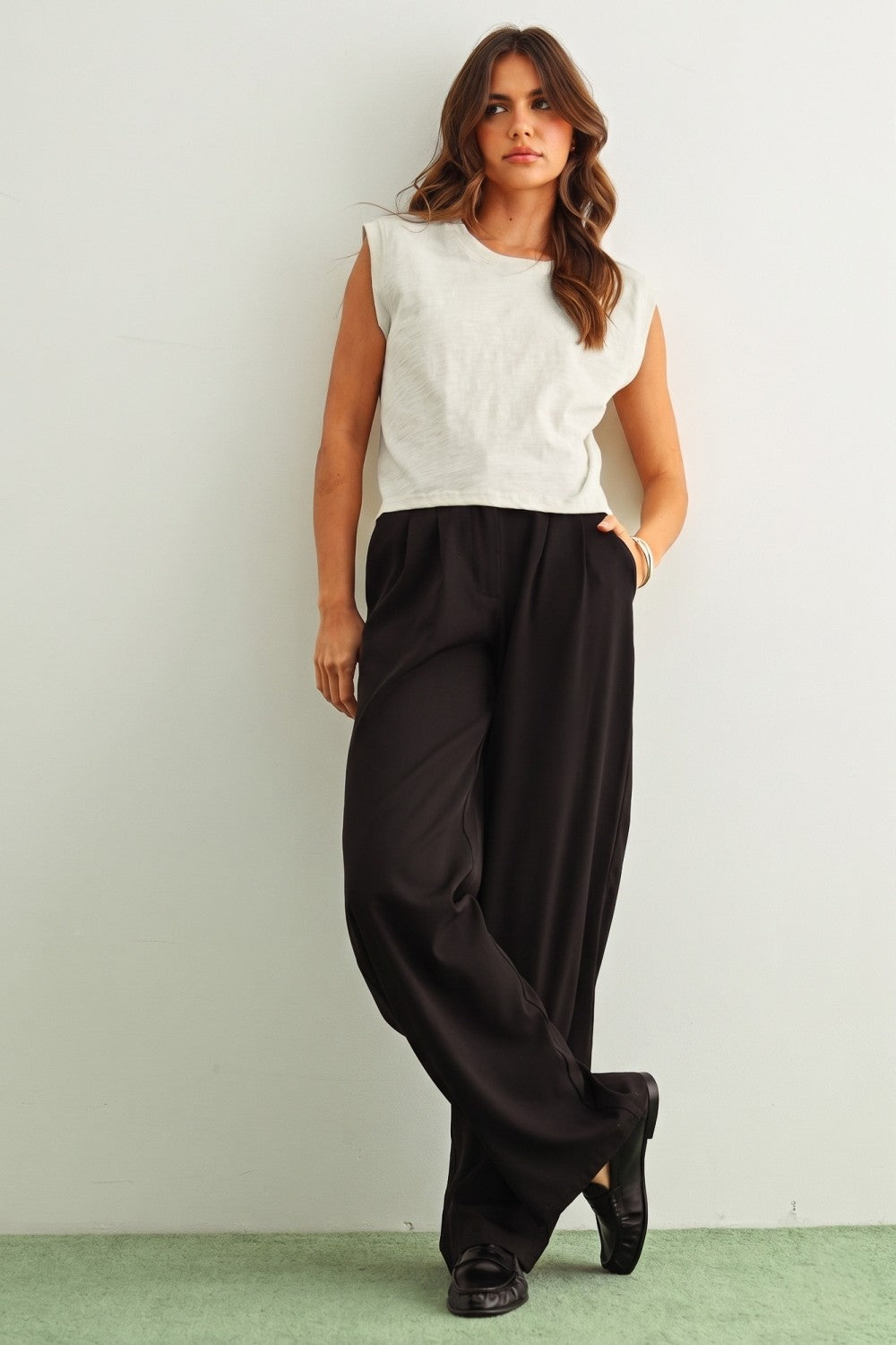 SASHA SLUB SLEEVELESS TEE