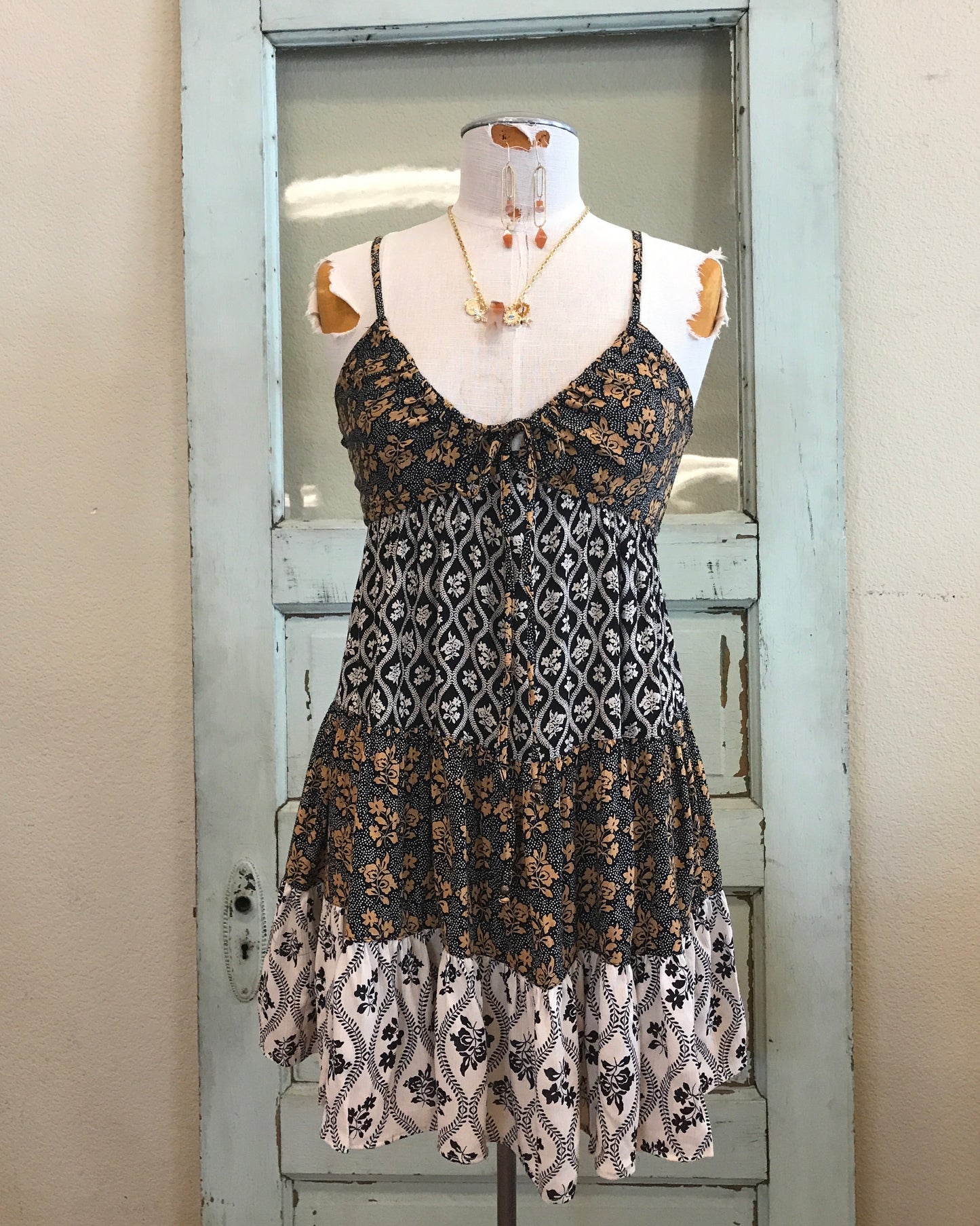 EMBER MIXED PRINT MINI DRESS