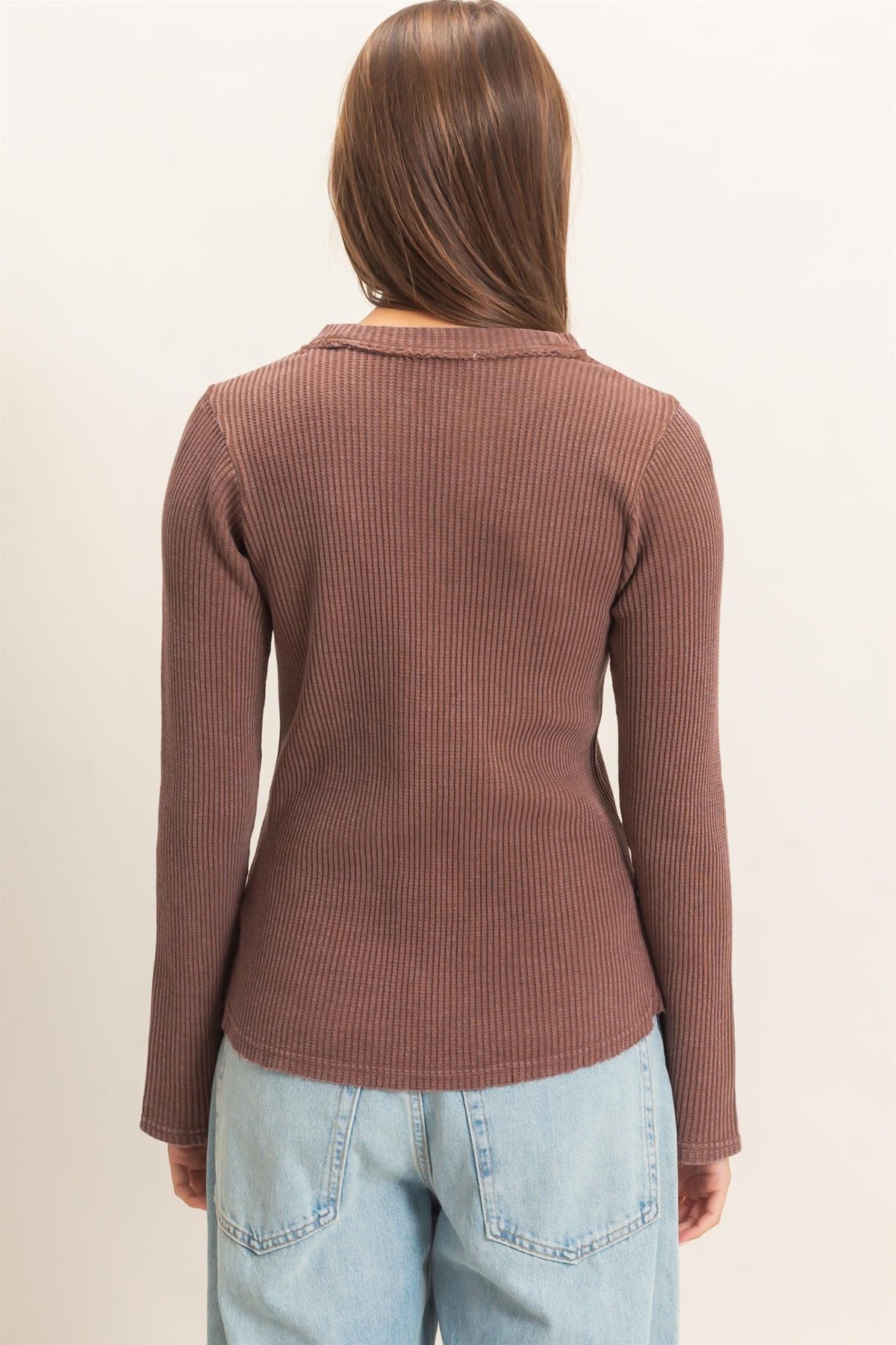LENORA WAFFLE KNIT HENLEY