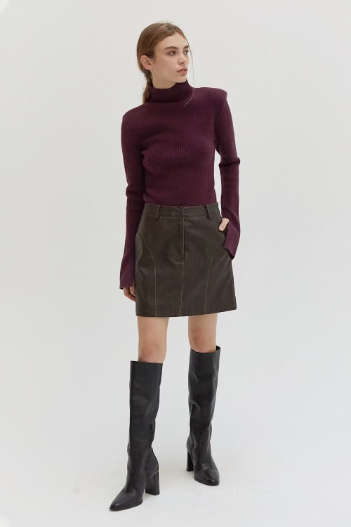 RENEE VEGAN LEATHER SKIRT