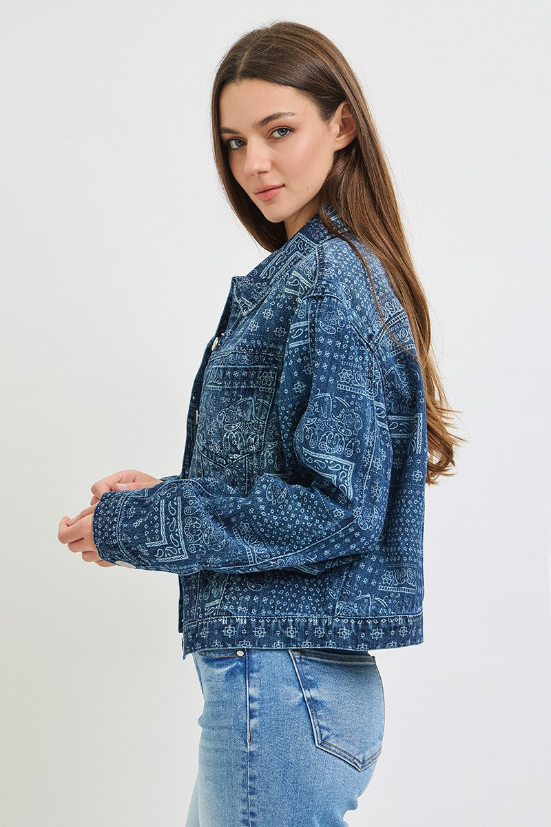 BANDANA PRINTED DENIM JACKET
