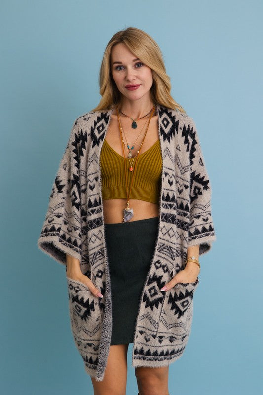 LENNY SOUTHWESTERN PRINTED CARDIGAN