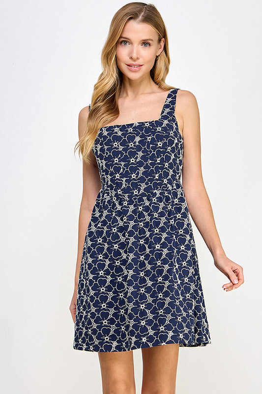 CLARA EYELET DENIM DRESS