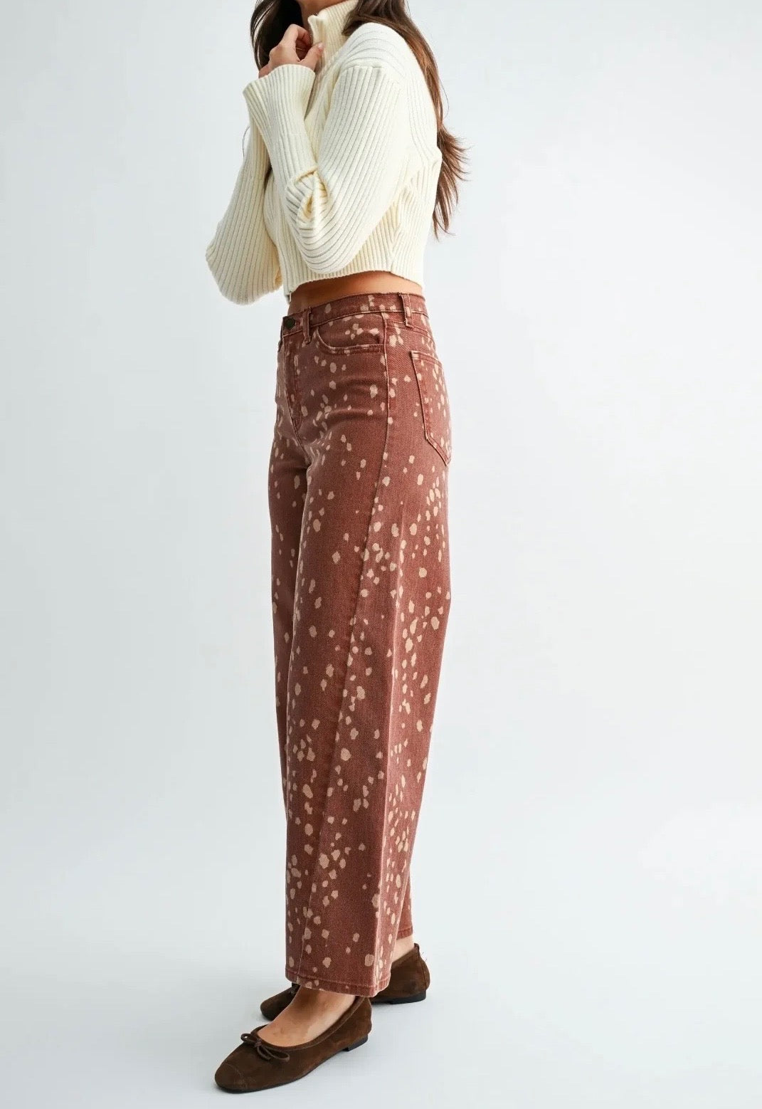 FAWN PRINTED WIDE LEG DENIM