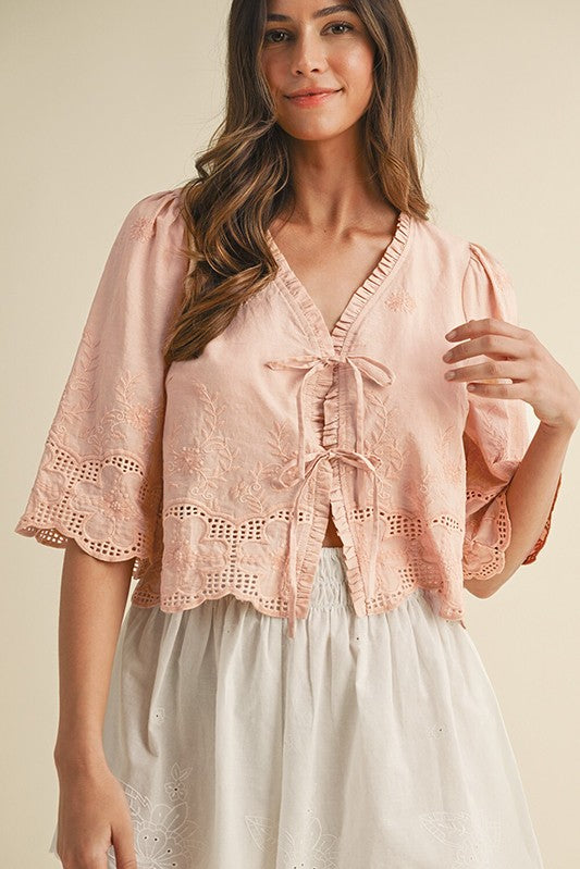 BEVERLY EMBROIDERED TOP
