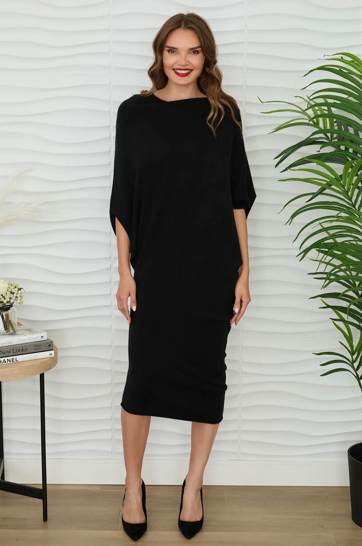 LIZETTE ASYMMETRICAL SWEATER DRESS