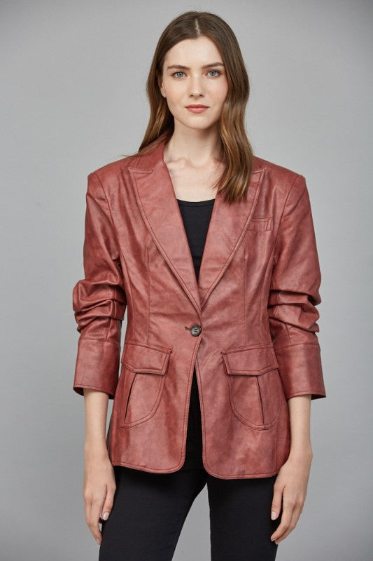 ISABELLA VEGAN LEATHER BLAZER