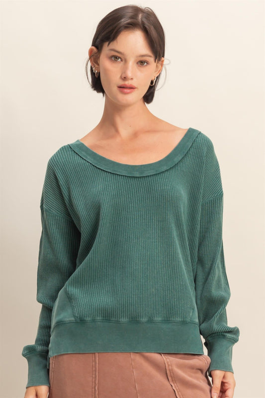 SUNNY RIBBED LONG SLEEVE TOP